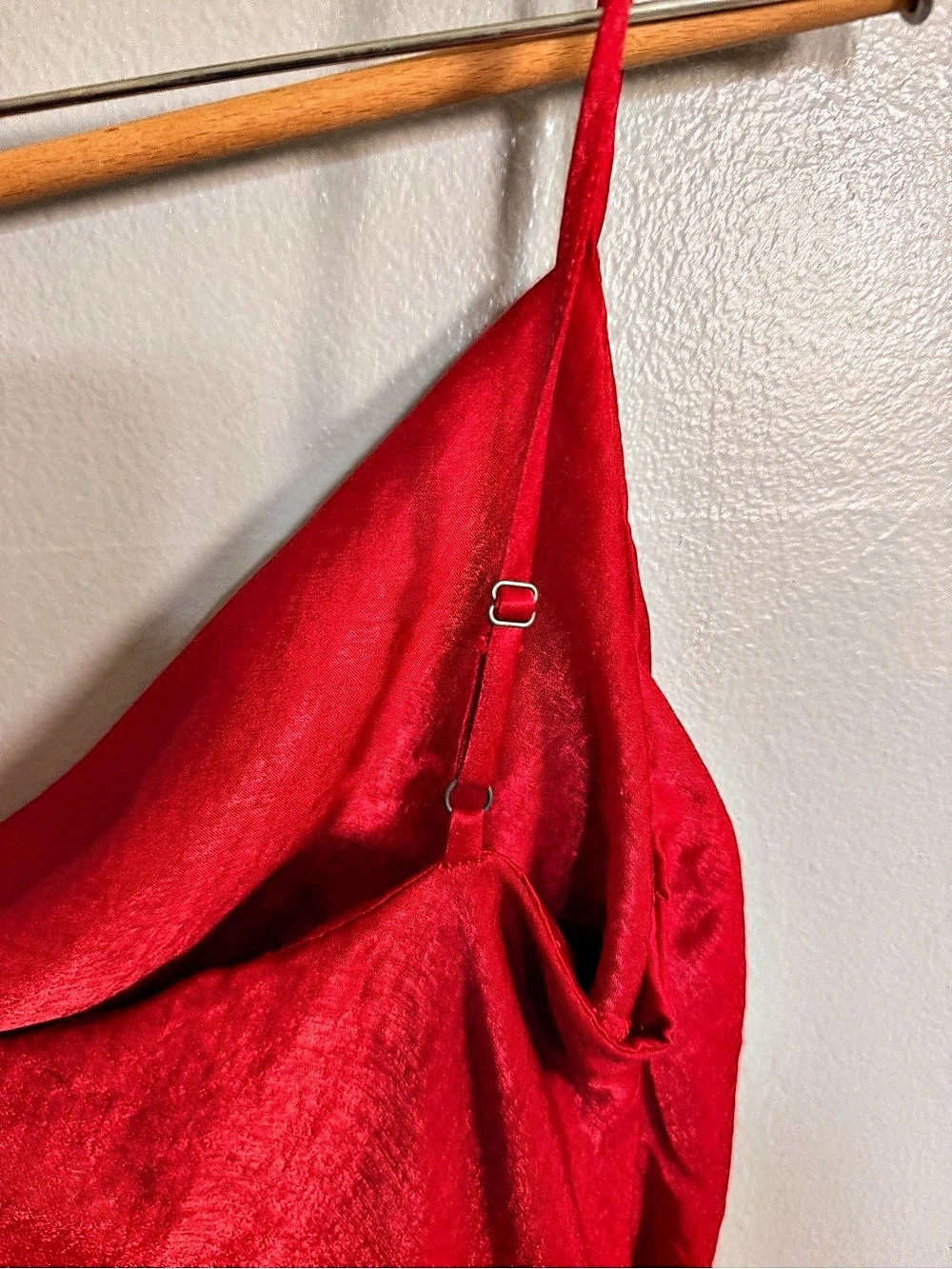 Lulus Rolande Red Satin Ruched Midi Slip Dress Red Medium - Picture 7 of 7
